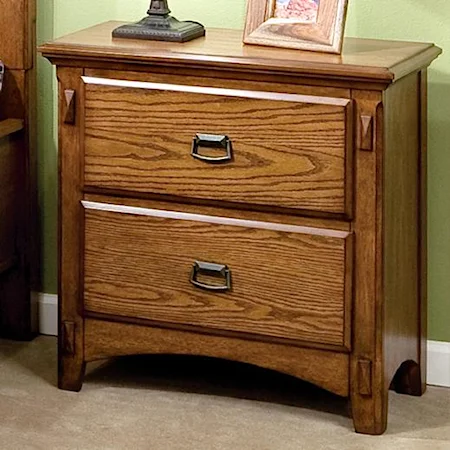 Two-Drawer Nightstand with Metal Drawer Pulls